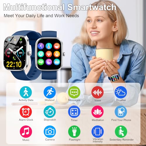 Smart Watch, 1.91"Smartwatch for Men Women (Answer/Make Call), Fitness Tracker with 100+ Sport Modes, IP68 Waterproof, Heart Rate/Sleep Monitor, Spo2, Pedometer, Activity Tracker for Android iOS