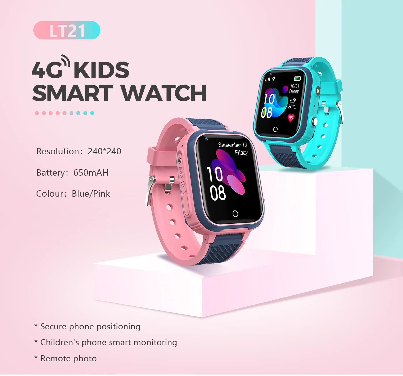 LT21 4G Smart Watch Kids GPS WIFI Video Call SOS IP67 Waterproof Child Smartwatch Camera Monitor Tracker Location Phone Watch