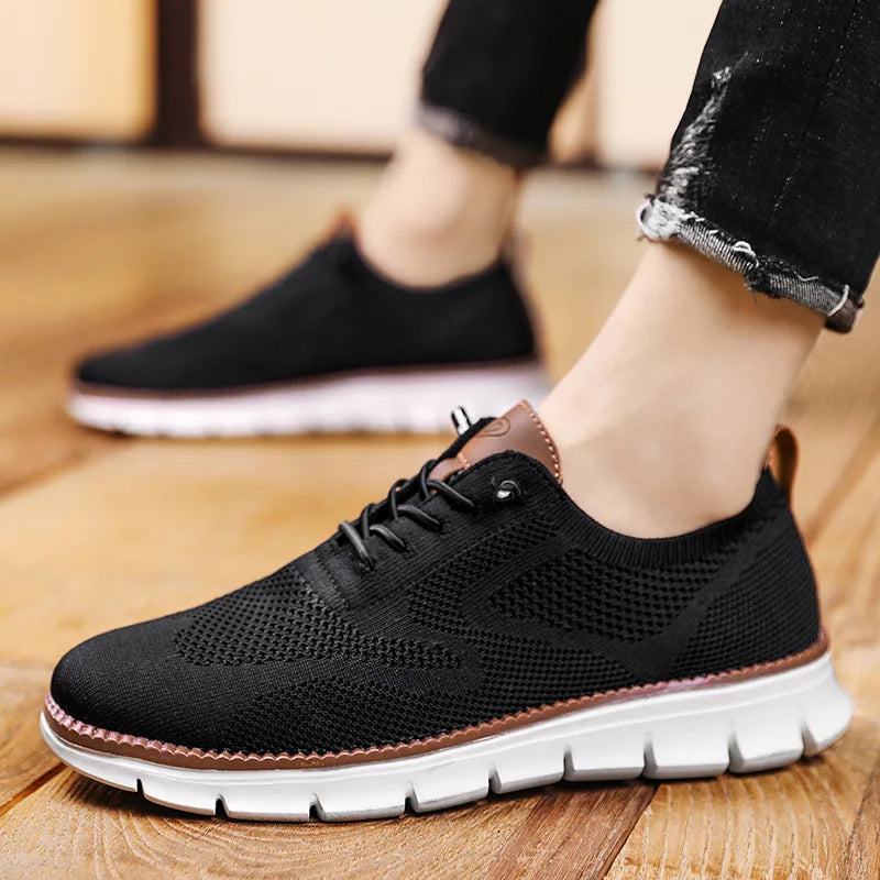 2023 New Fashion Men's Fly Woven Mesh Casual Shoes Trend Simple Solid Color Breathable Lightweight Sports All-match Shoes