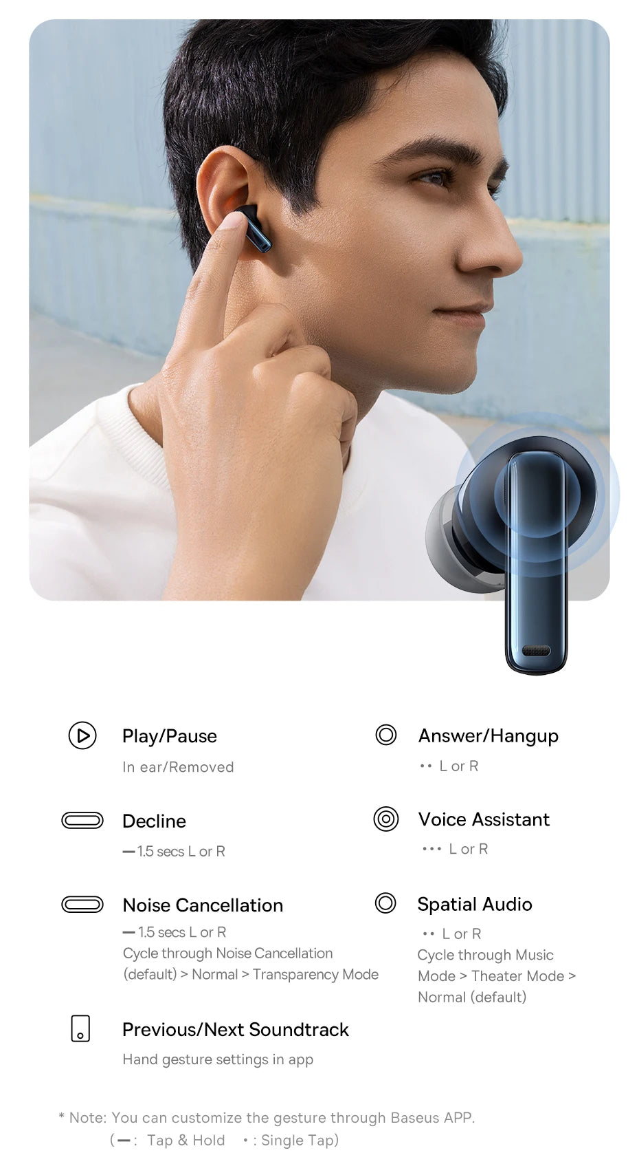 Baseus Bowie M2s ANC Earphone Bluetooth 5.3 Hybrid -48dB Noise Cancellation Wireless Headphone Support 3D Spatial Audio Earbuds