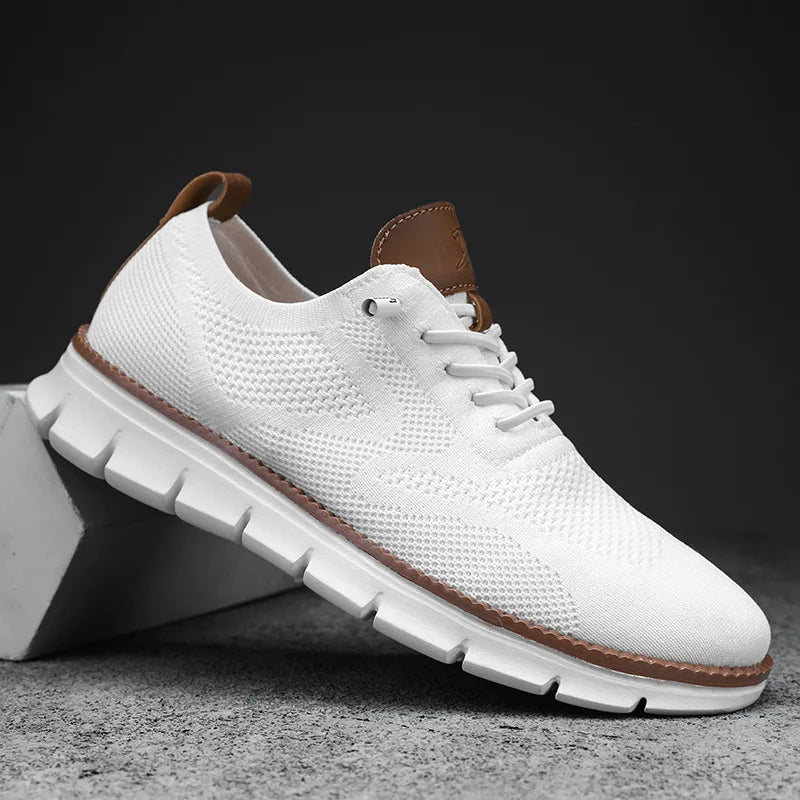 2023 New Fashion Men's Fly Woven Mesh Casual Shoes Trend Simple Solid Color Breathable Lightweight Sports All-match Shoes