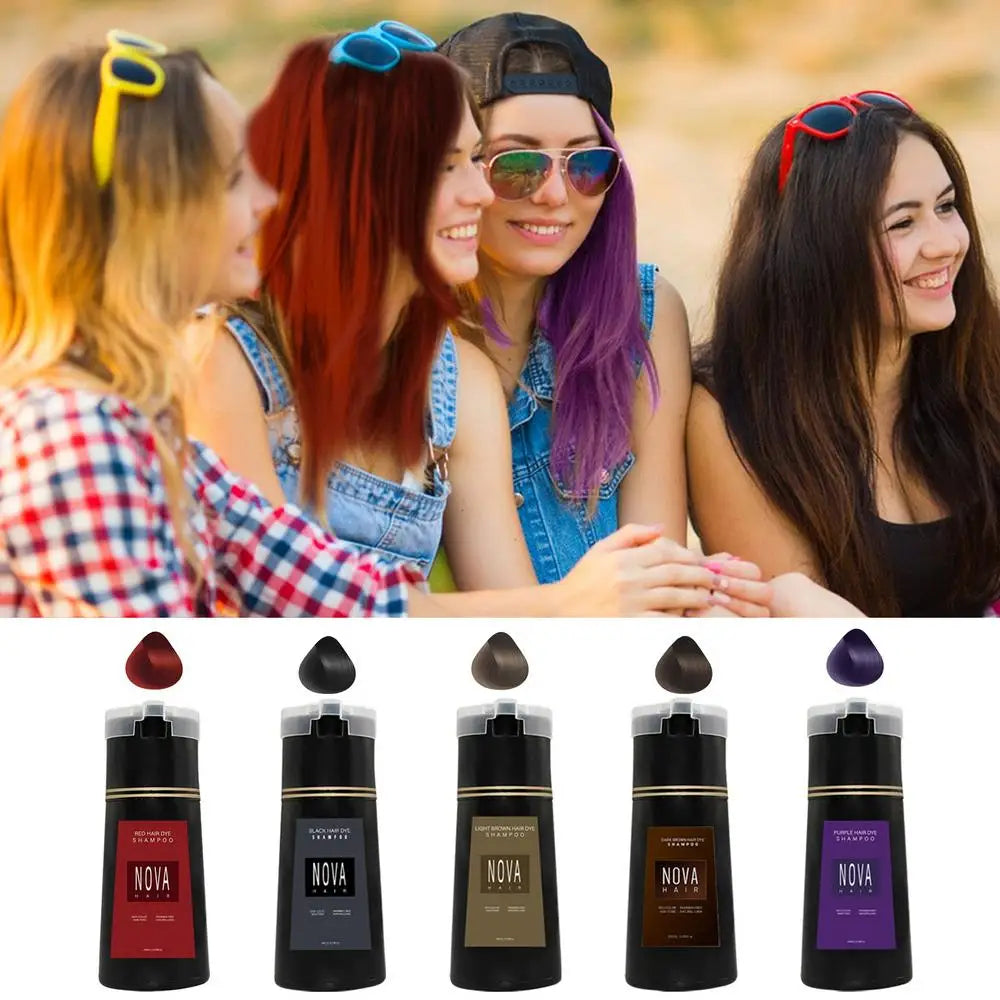 200ml Long Lasting Hair Dye Shampoo Hair Dye Herbal red black Brown Purple Hair Dye Shampoo Hair Coloring Shampoo