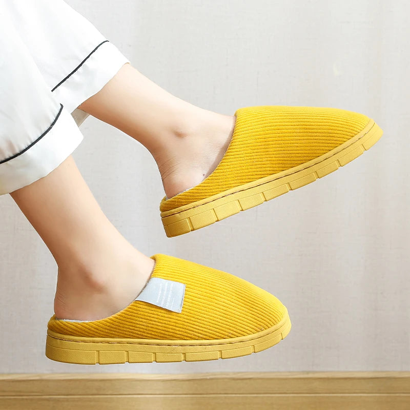 Thick Sole Home Indoor Outside Men And Women Couples Winter Household Warm Fluffy Slippers High Heels Plush Cotton Shoes Ladies