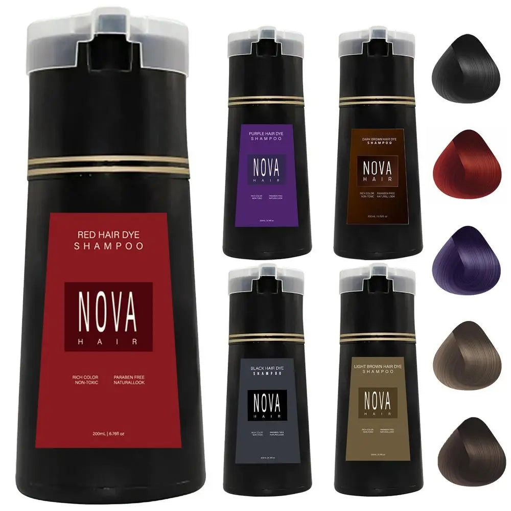 200ml Long Lasting Hair Dye Shampoo Hair Dye Herbal red black Brown Purple Hair Dye Shampoo Hair Coloring Shampoo