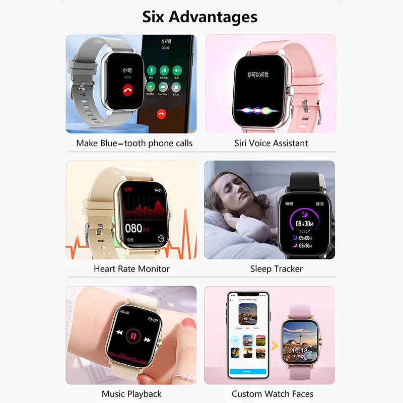 Sport Smart Watch Fitness Clock Health Monitor Waterproof Smartwatch Bluetooth Call Watches for Men Women IOS Xiaomi Huawei 2023