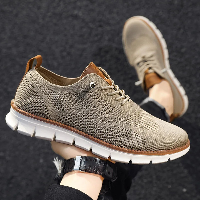 2023 New Fashion Men's Fly Woven Mesh Casual Shoes Trend Simple Solid Color Breathable Lightweight Sports All-match Shoes